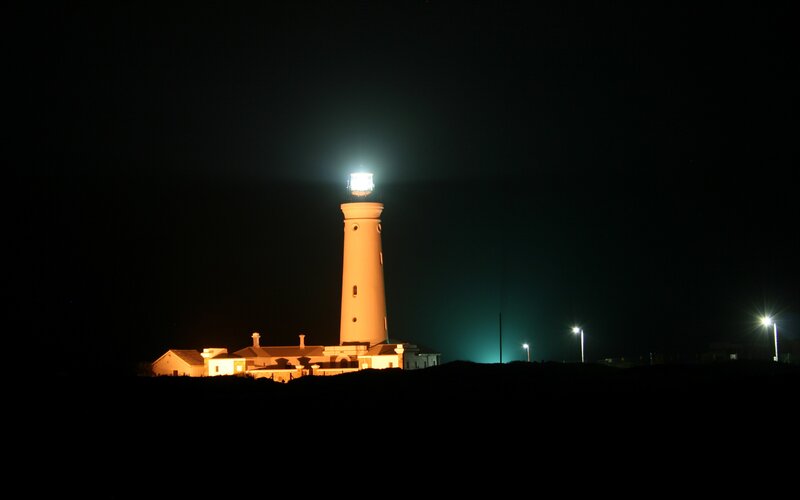 Lighthouse at Night — Black, Dark, Photograph