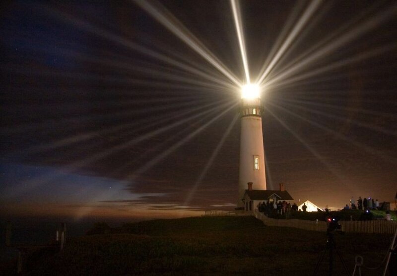 Lighthouse at Night — Black, Dramatic