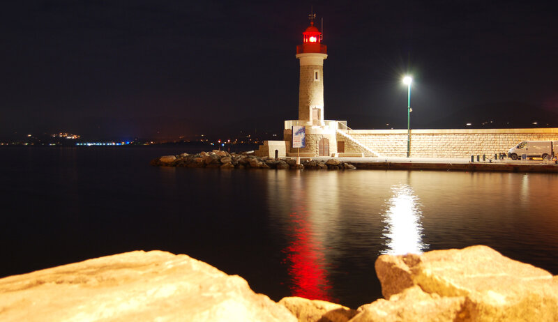 Lighthouse at Night — Black, Serene