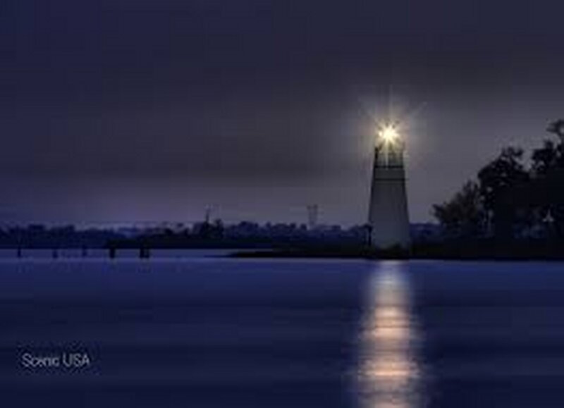 Lighthouse at Night — Blue, Serene, Photograph, Light