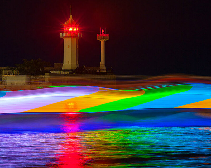 Lighthouse at Night — Red, Dramatic