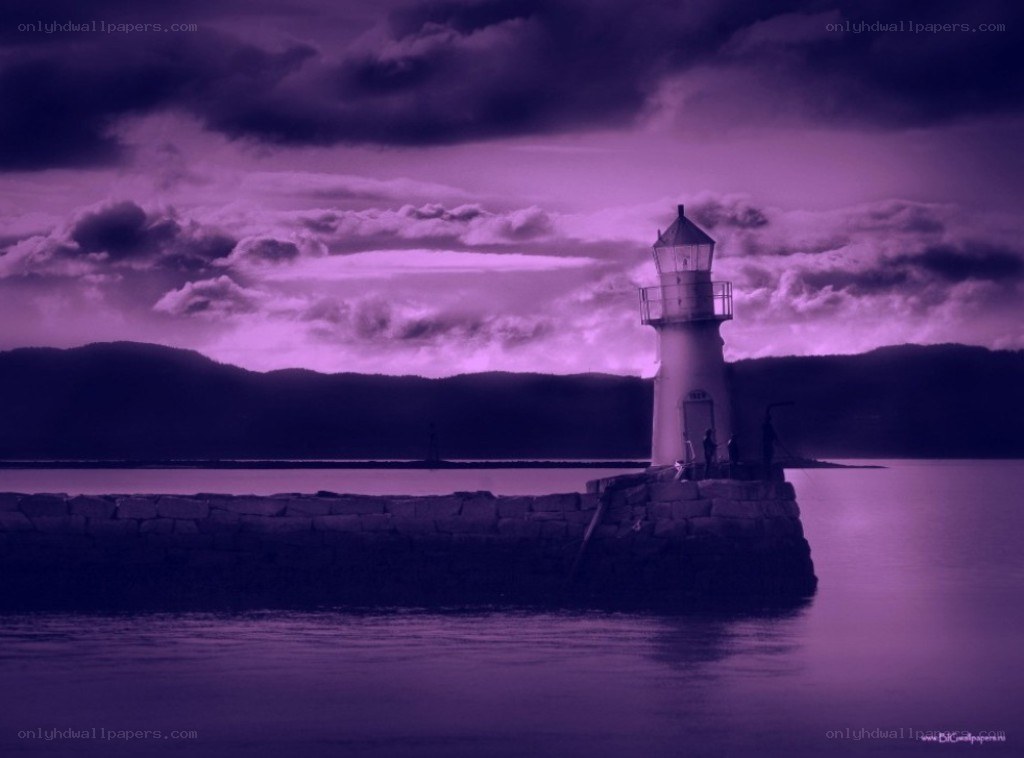 lighthouse at purple dusk