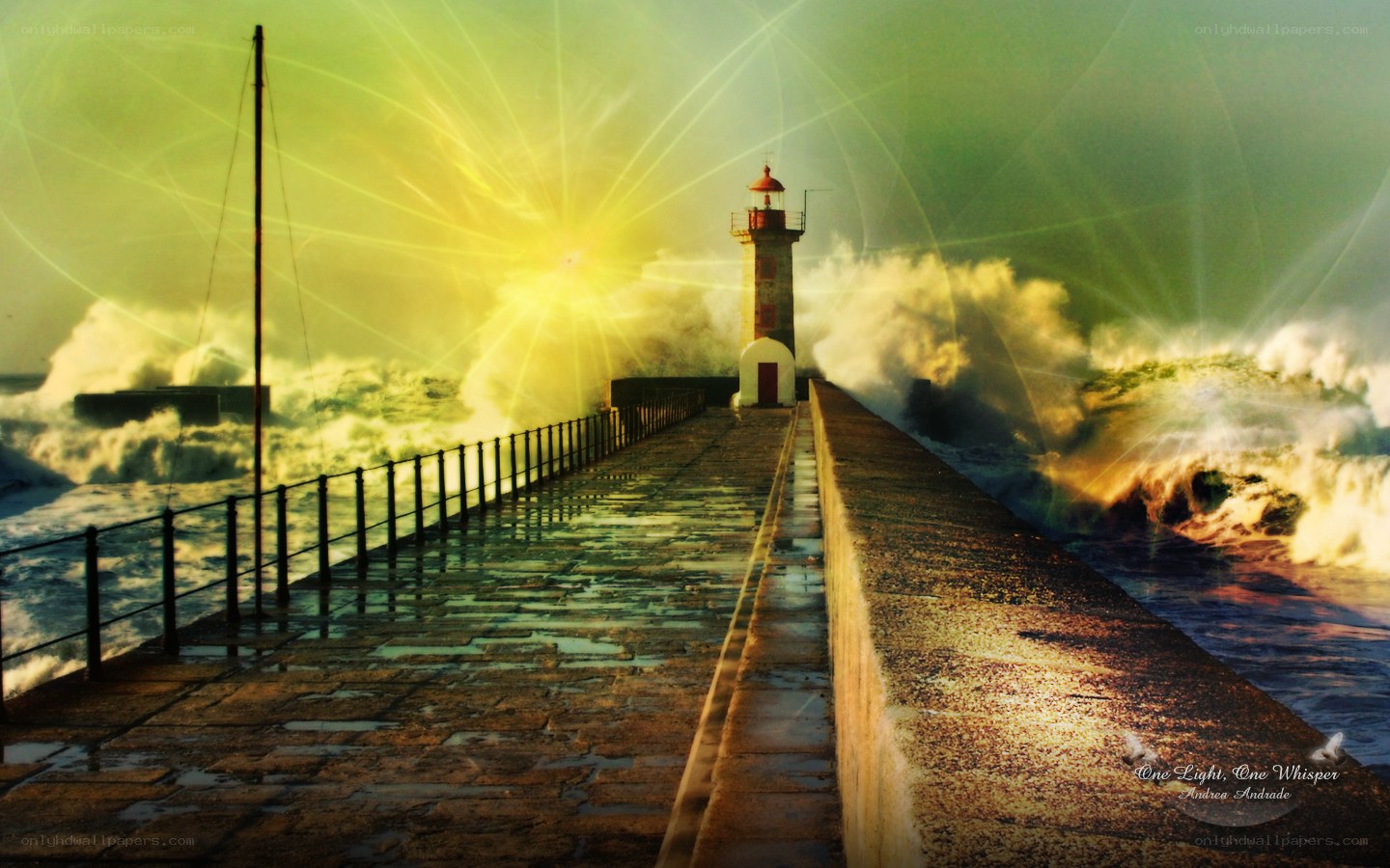 Lighthouse at stormy sea
