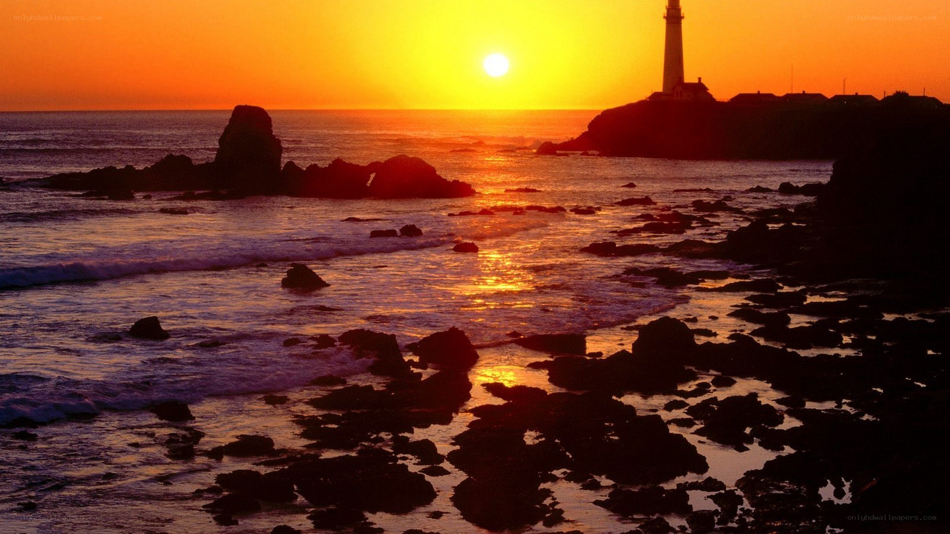 lighthouse at sunset