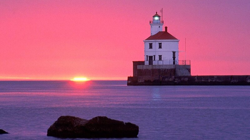 lighthouse at sunset