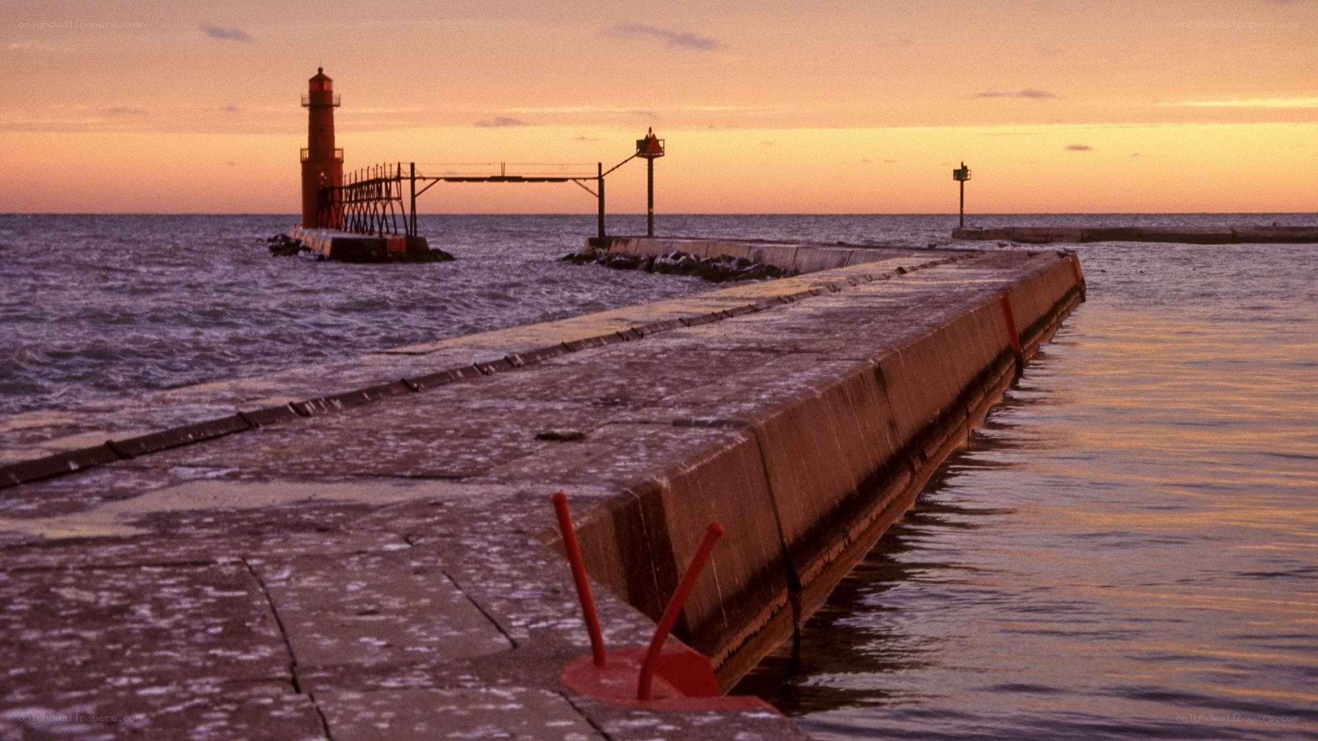 lighthouse at sunset