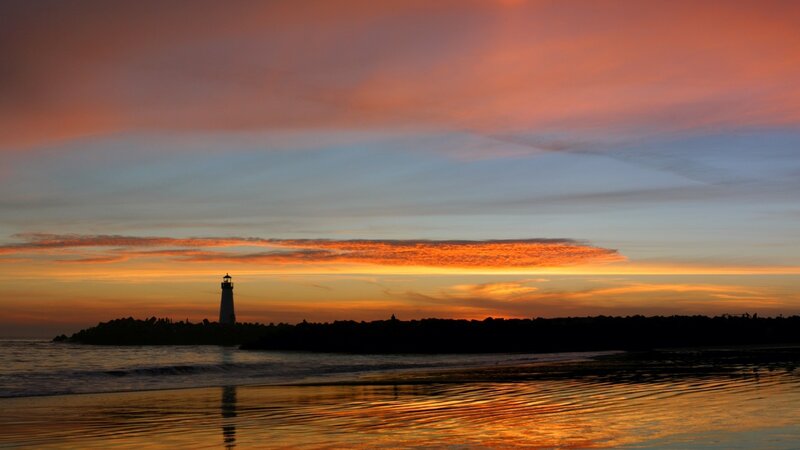 Lighthouse at Sunset — Beach