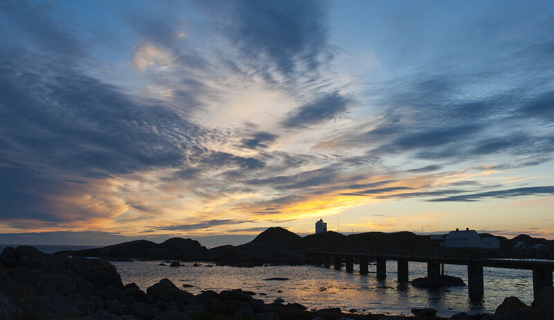 Lighthouse at Sunset — Blue, Serene