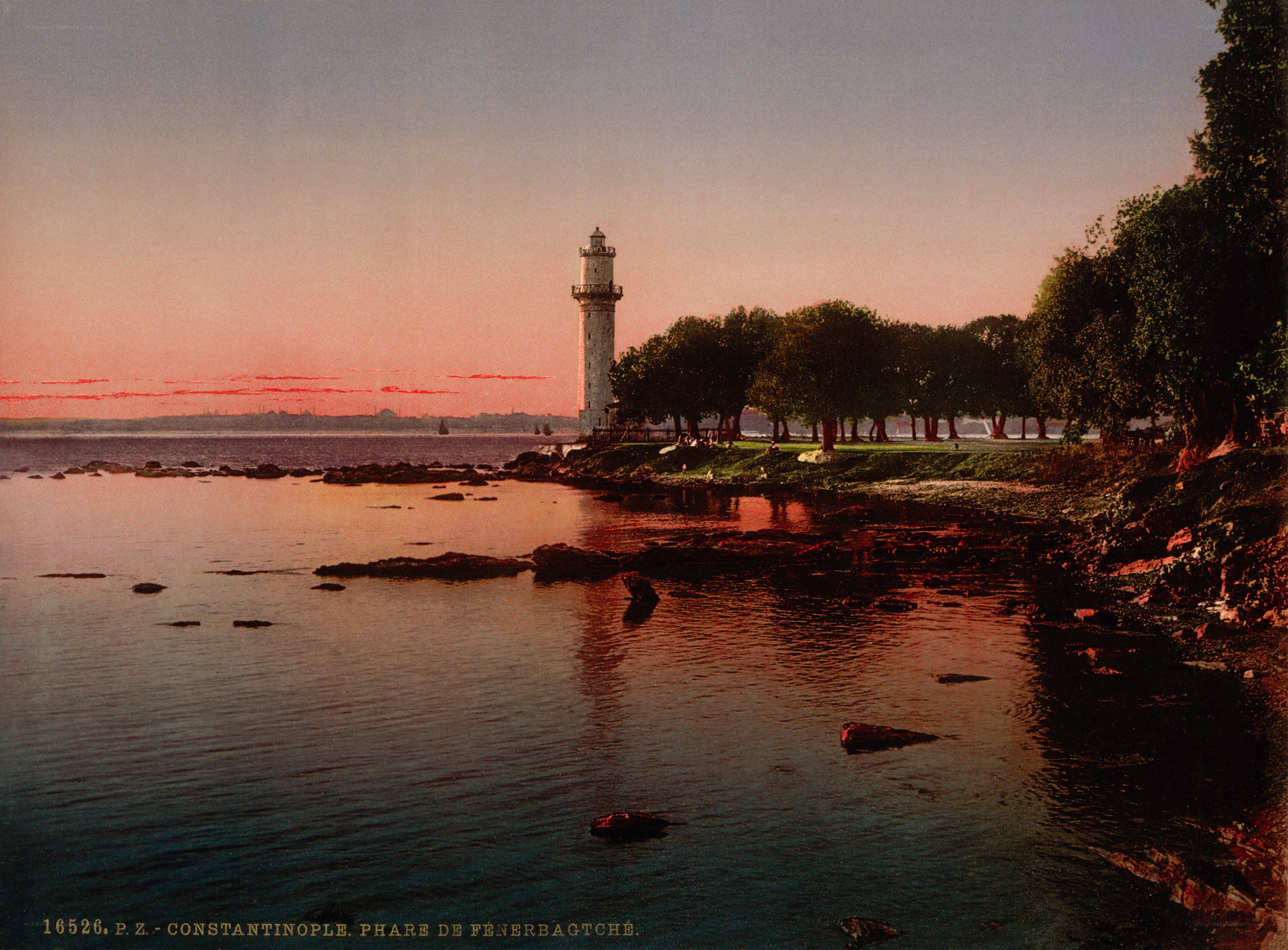 Lighthouse at sunset in Constantinople