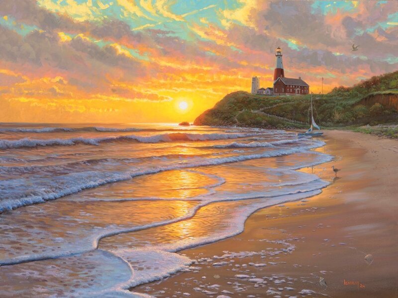 Lighthouse at Sunset on the Beach
