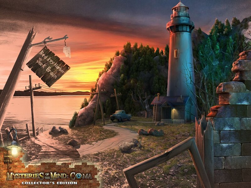Lighthouse at Sunset — Orange, Dramatic, Digital Art, Sign