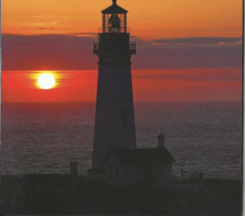 Lighthouse at Sunset — Orange, Dramatic, Photograph, Sun, Ocean, Sky