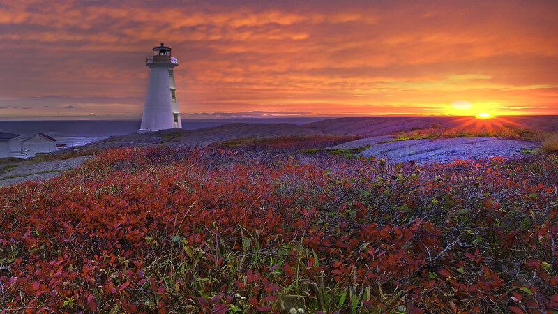Lighthouse at Sunset — Orange, Dramatic, Photograph, Sun, Ocean