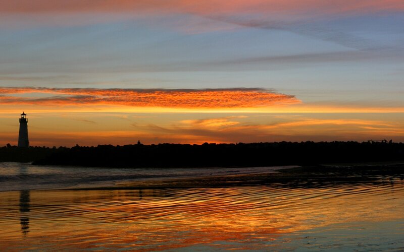 Lighthouse at Sunset — Orange, Ocean
