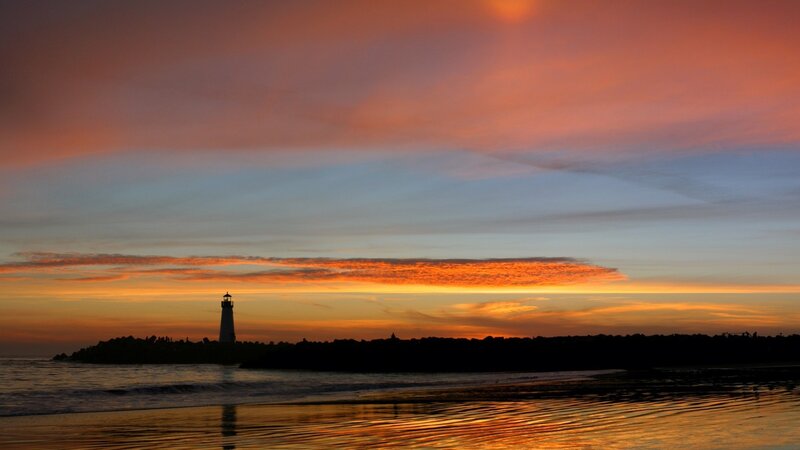 Lighthouse at Sunset — Orange, Photograph