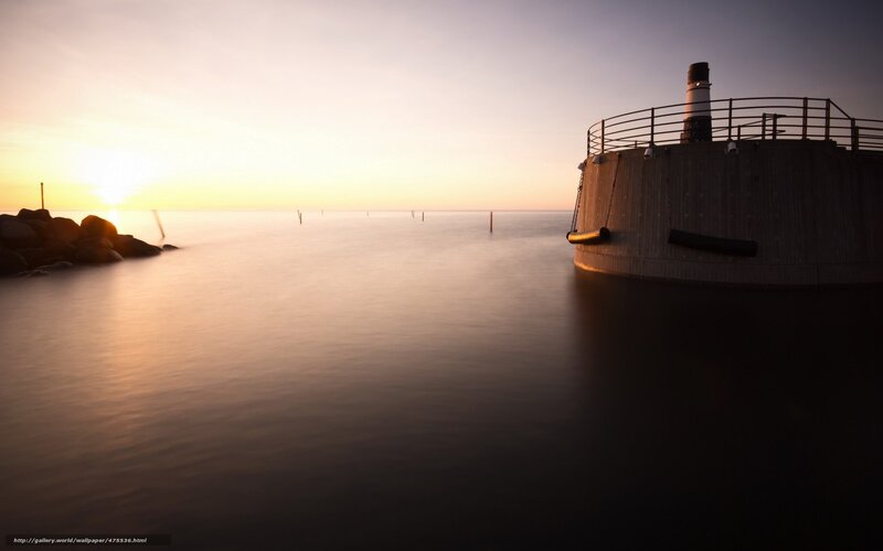 Lighthouse at Sunset — Orange, Serene, Photograph, Sea, Rocks