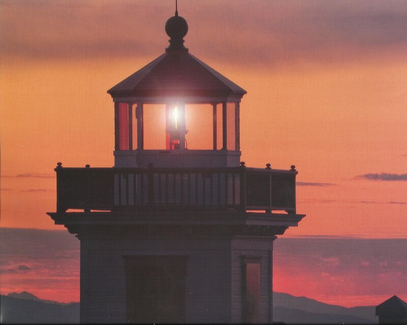 Lighthouse at Sunset — Orange, Serene, Photograph, Sky