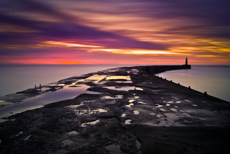 Lighthouse at Sunset — Purple, Dramatic