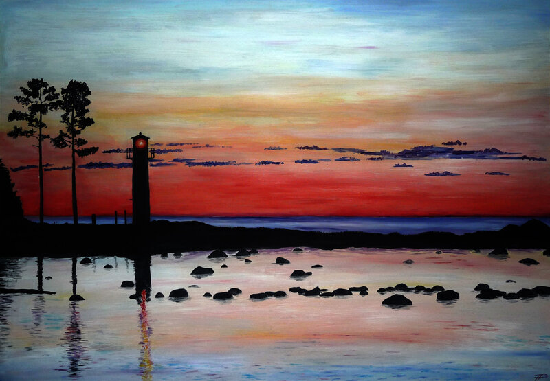 Lighthouse at Sunset — Red