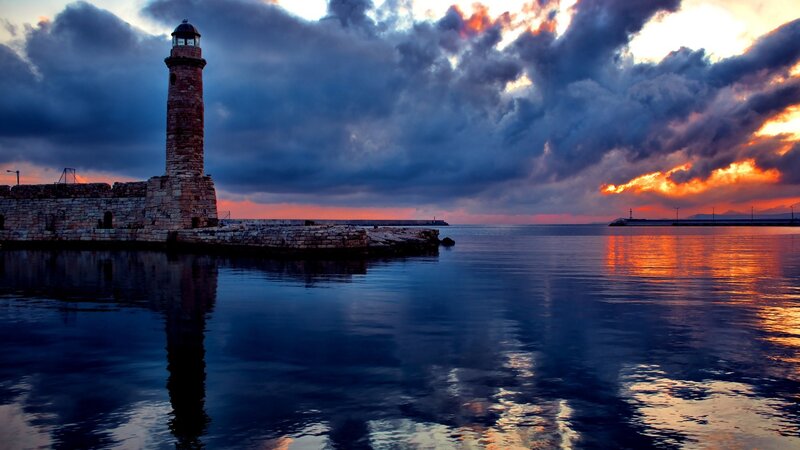 Lighthouse at Sunset — Sea