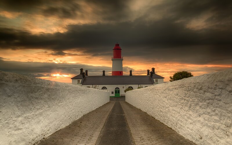 Lighthouse at Sunset — White