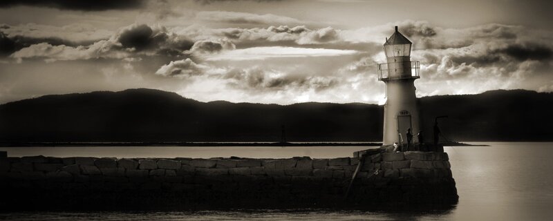 Lighthouse at the end of a pier