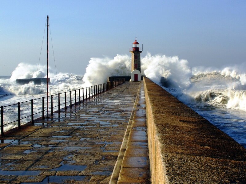 Lighthouse at the end of a pier