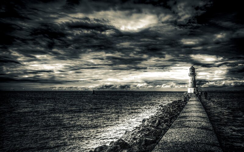 Lighthouse at the end of a pier