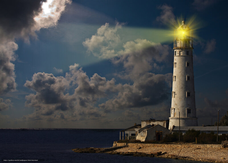 Lighthouse beam at dusk