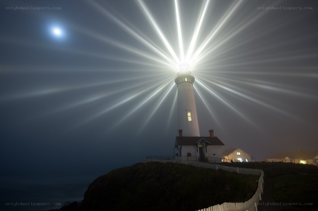 Lighthouse beam at night