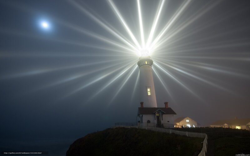 Lighthouse beam at night
