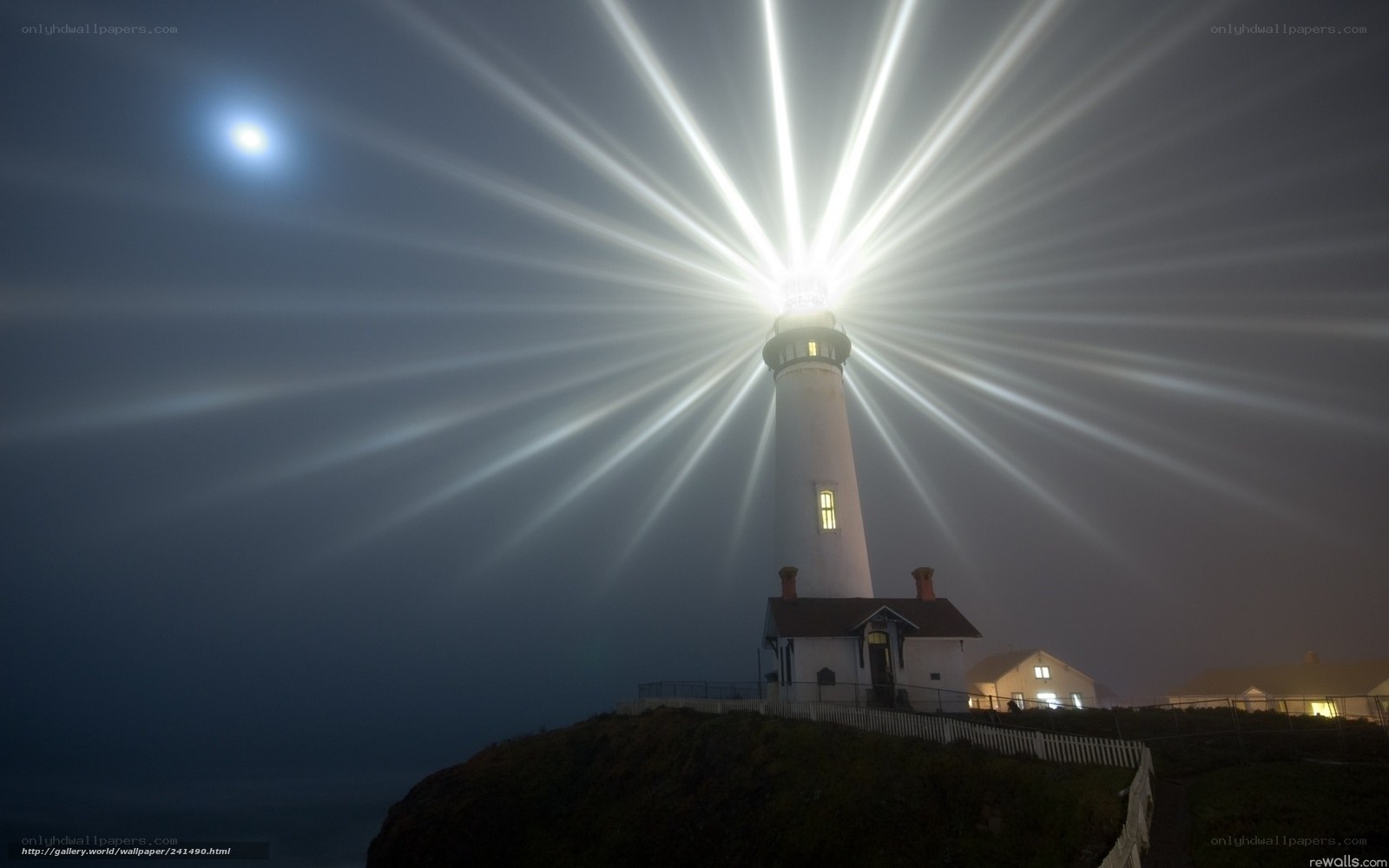 Lighthouse beam at night