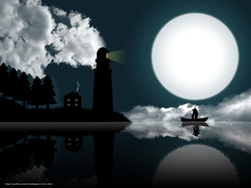 Lighthouse by moonlight