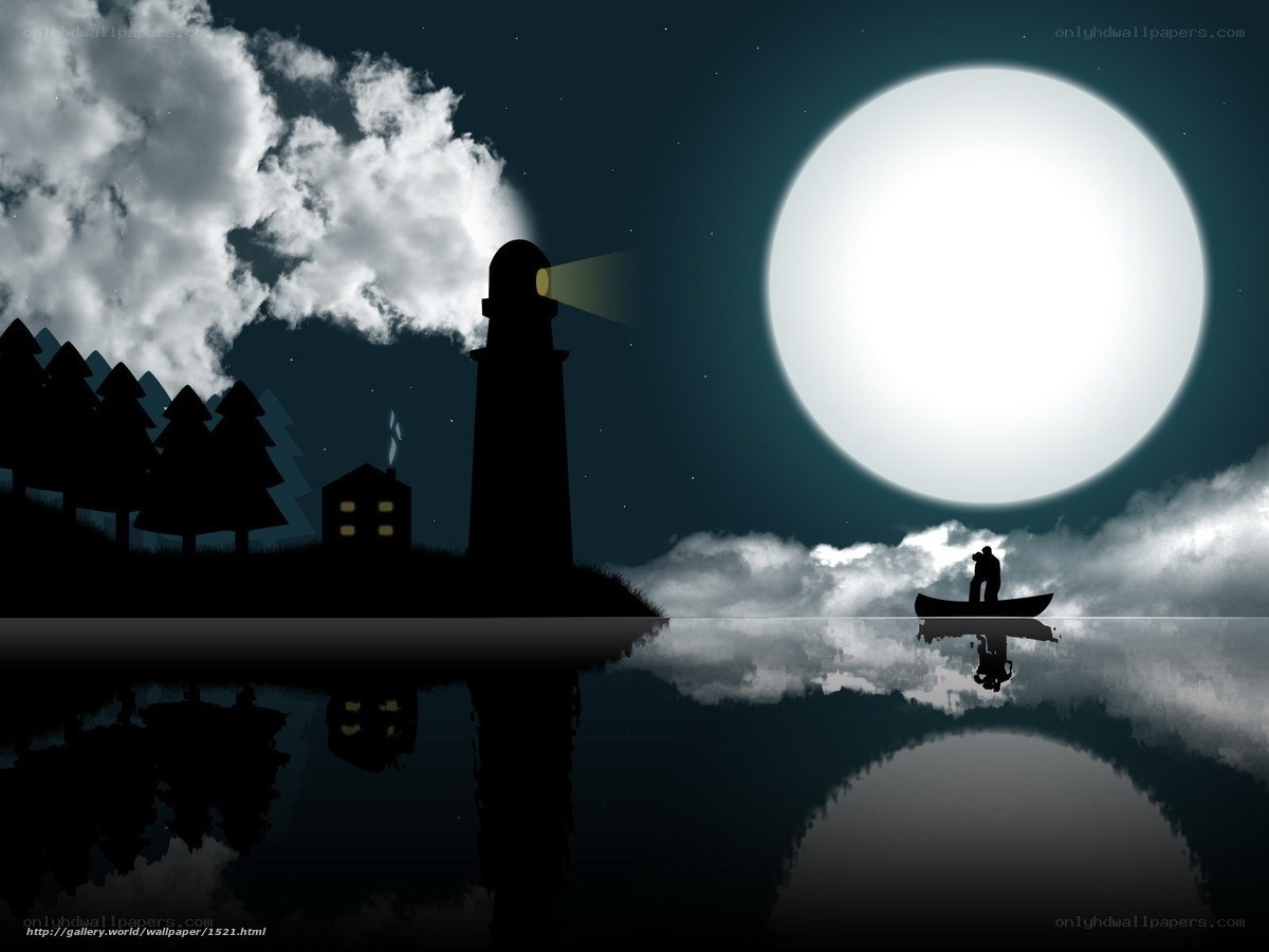Lighthouse by moonlight