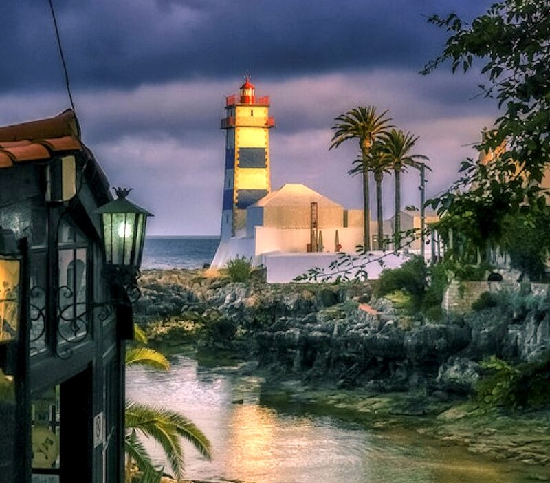 Lighthouse by the Sea — Blue, Dramatic