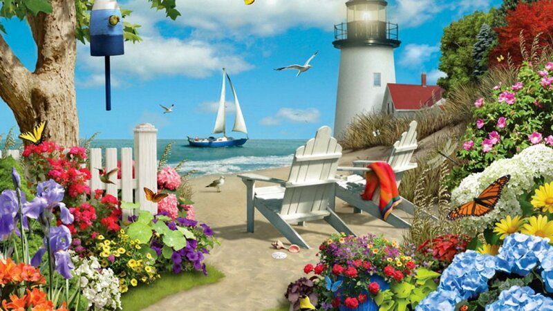Lighthouse by the Sea — Blue, Serene, Afternoon