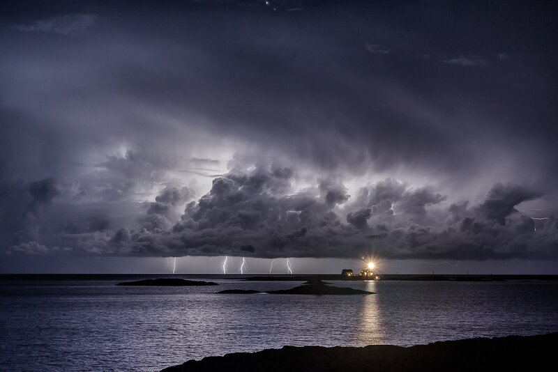 Lighthouse During Storm — Dark Blue