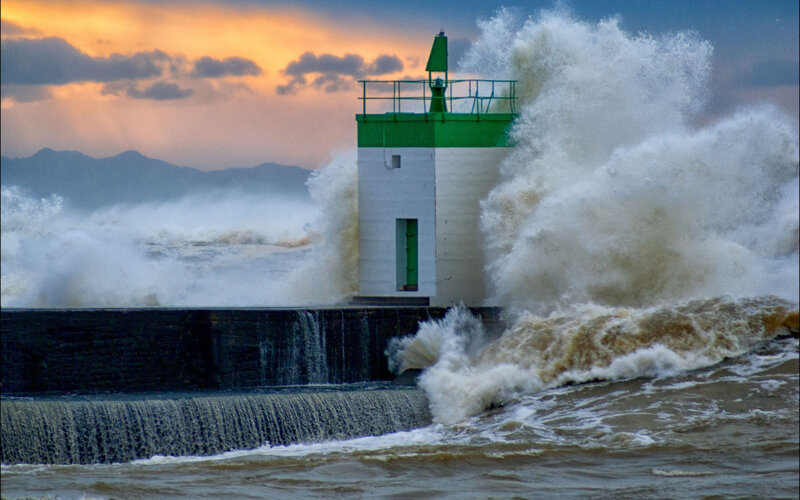 Lighthouse During Storm — Green