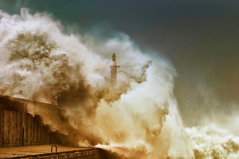 Lighthouse During Storm — White