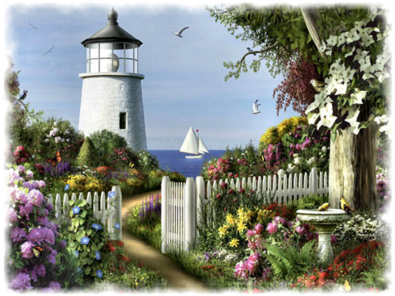 Lighthouse Garden Scene