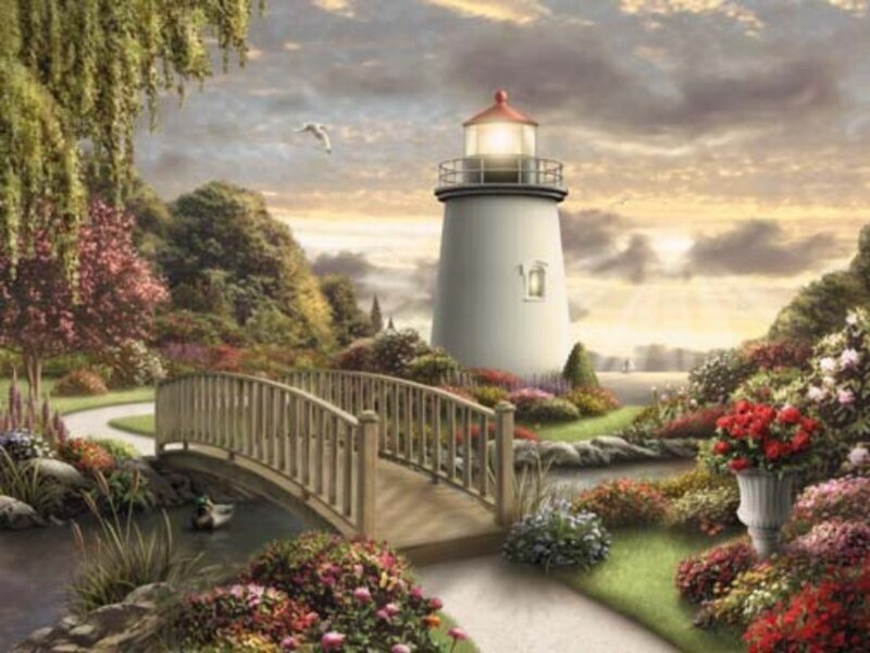 Lighthouse in a garden