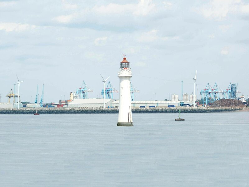 lighthouse in a harbor