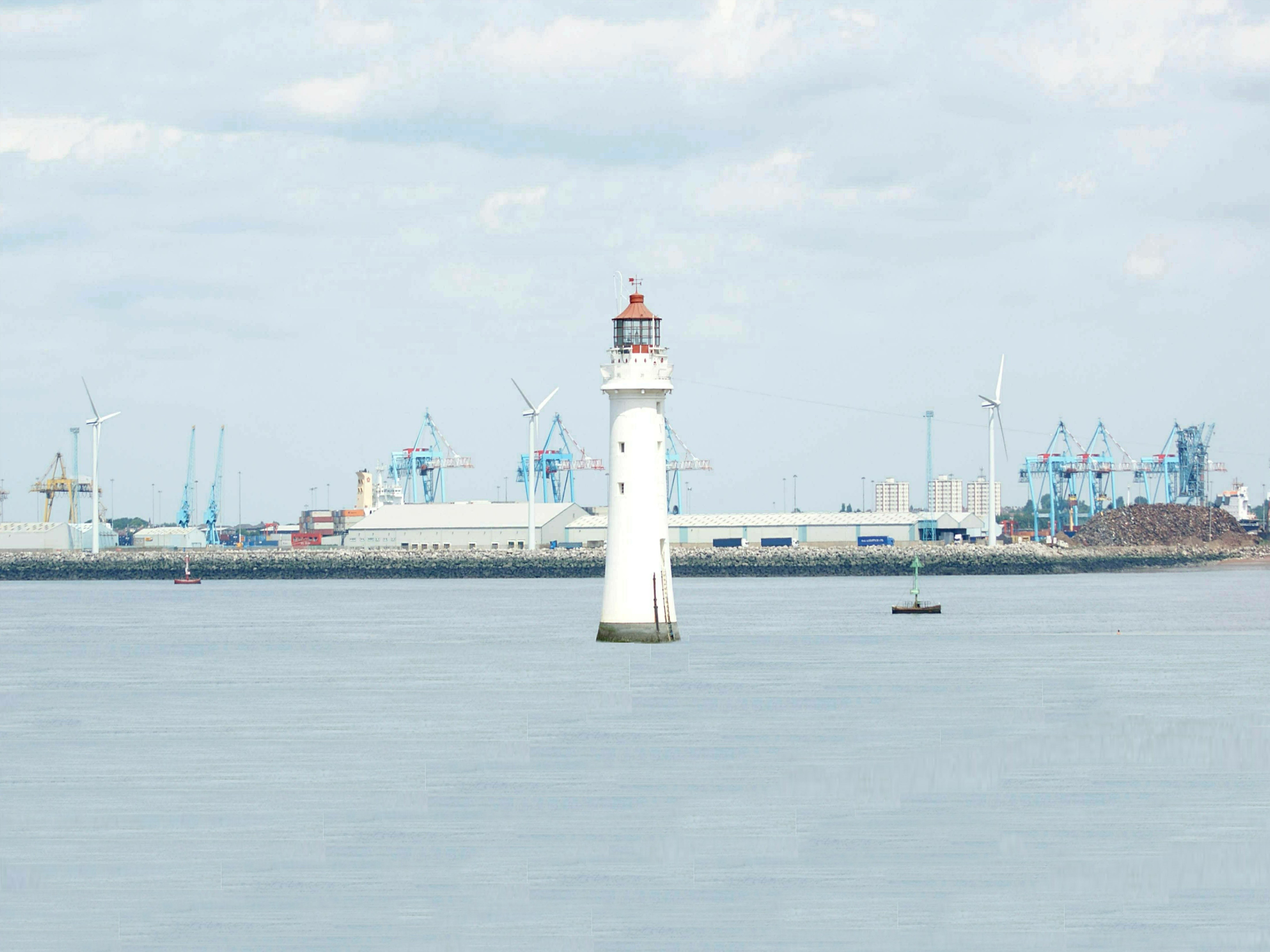 lighthouse in a harbor