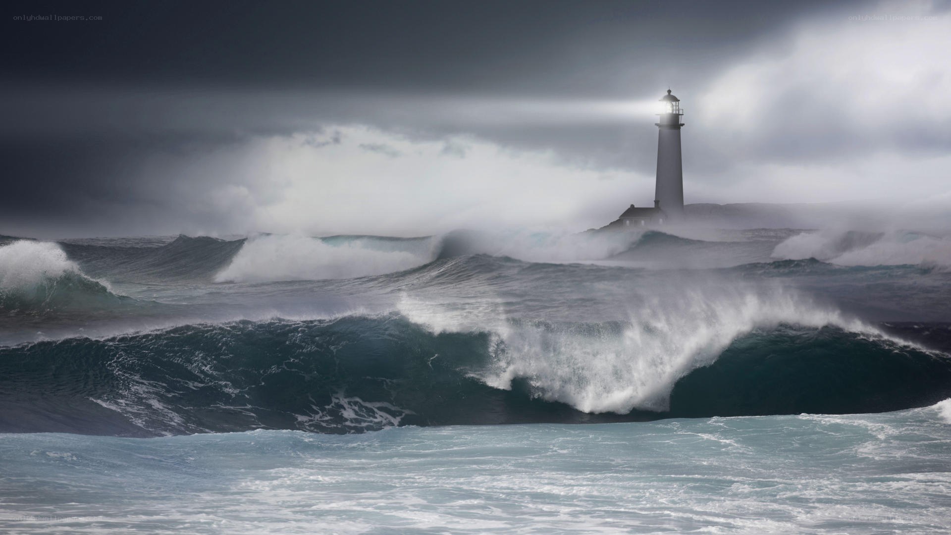 Lighthouse in a stormy sea