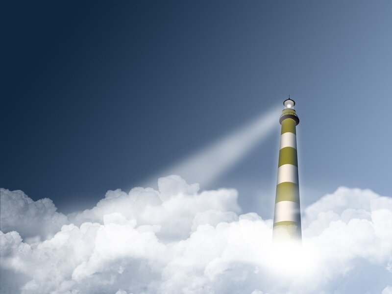 Lighthouse in Clouds — Blue