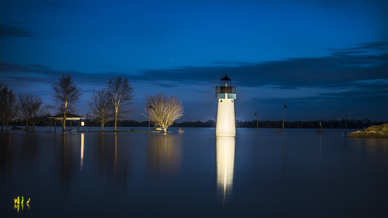 Lighthouse in Flooded Area