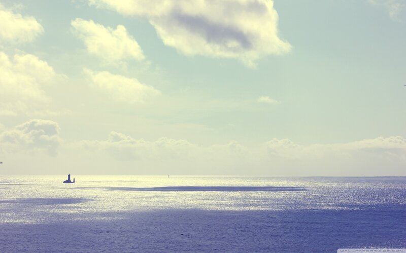 Lighthouse in Ocean — Blue