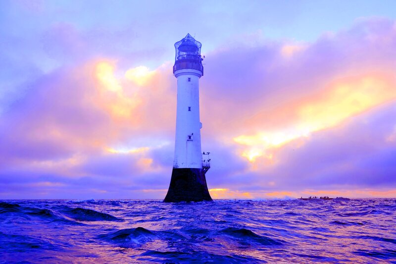 Lighthouse in Ocean — Purple