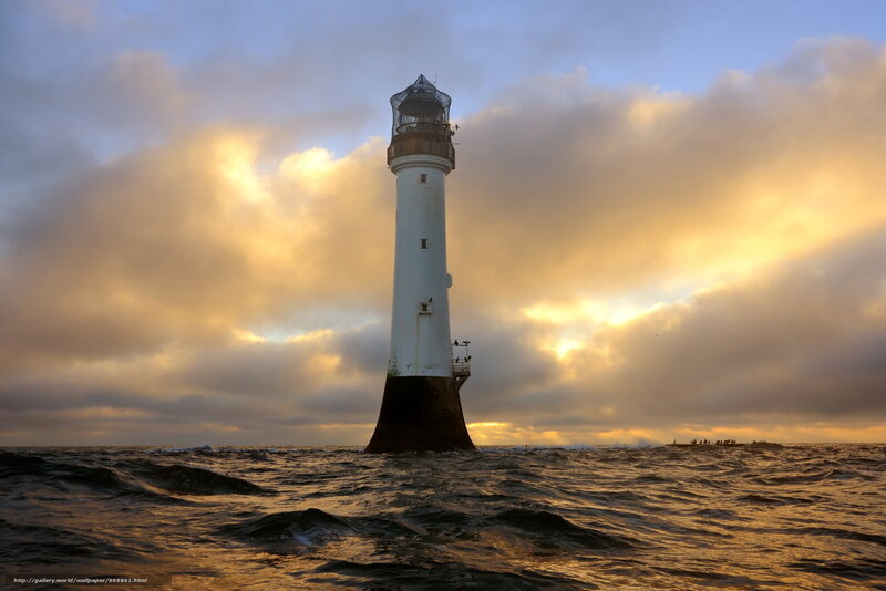 Lighthouse in Ocean — Yellow