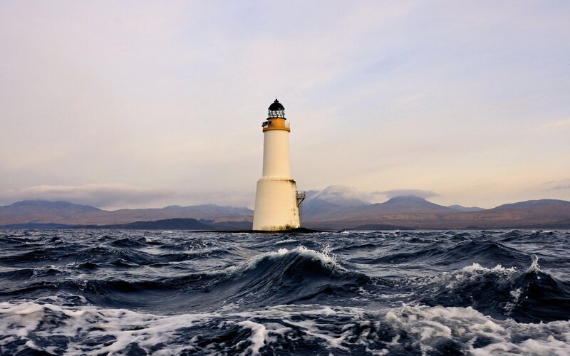 Lighthouse in rough seas